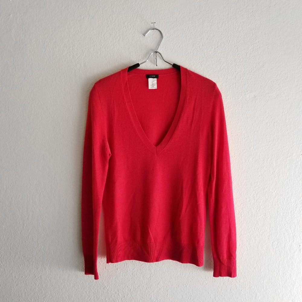 J. Crew Red V-Neck sweater